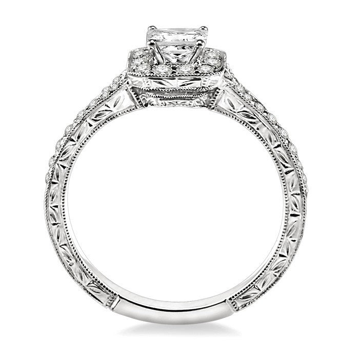 5/8 Ctw Diamond Engagement Ring with 1/4 Ct Princess Cut Center Stone in 14K White Gold