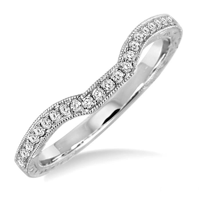 1/6 Ctw Round Cut Diamond Matching Wedding Band in 14K White Gold