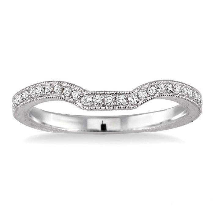 1/6 Ctw Round Cut Diamond Matching Wedding Band in 14K White Gold