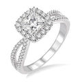 1/2 Ctw Diamond Engagement Ring with 1/4 Ct Princess Cut Center Stone in 14K White Gold