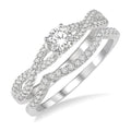 1/2 Ctw Diamond Wedding Set with 3/8 Ctw Round Cut Engagement Ring and 1/10 Ctw Wedding Band in 14K White Gold