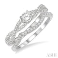 1/2 Ctw Diamond Wedding Set with 3/8 Ctw Round Cut Engagement Ring and 1/10 Ctw Wedding Band in 14K White Gold