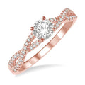 3/8 Ctw Diamond Engagement Ring with 1/4 Ct Round Cut Center Stone in 14K Rose Gold