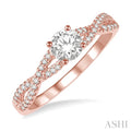 3/8 Ctw Diamond Engagement Ring with 1/4 Ct Round Cut Center Stone in 14K Rose Gold