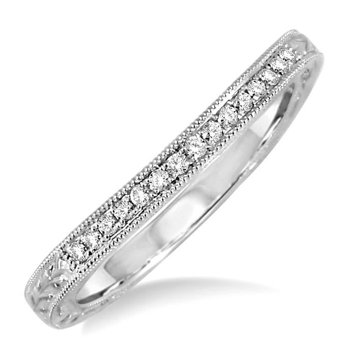 1/10 Ctw Round Cut Diamond Matching Wedding Band in 14K White Gold