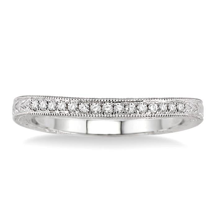 1/10 Ctw Round Cut Diamond Matching Wedding Band in 14K White Gold