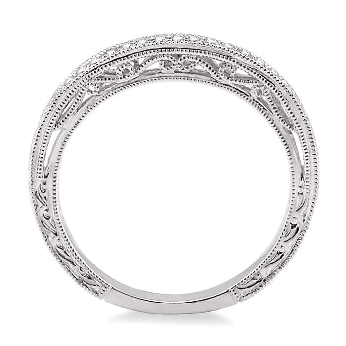 1/10 Ctw Round Cut Diamond Matching Wedding Band in 14K White Gold