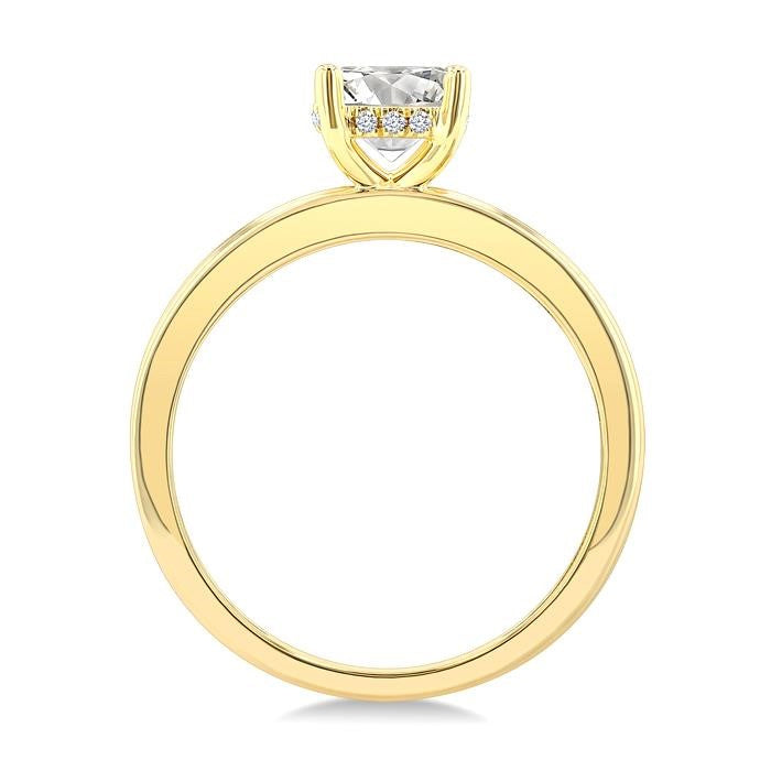 1/20 Ctw Circular Shape Grooved Shank Round Cut Diamond Semi-Mount Engagement Ring in 14K Yellow Gold