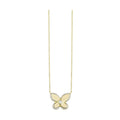 10K Yellow Gold Diamond Butterfly Pendant Necklace