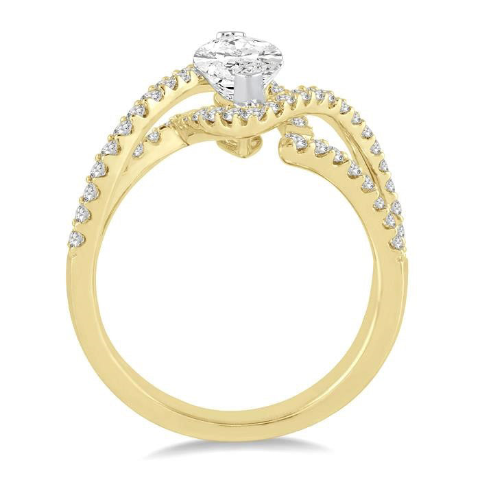 Marquise Shape Semi-Mount Halo Diamond Engagement Ring