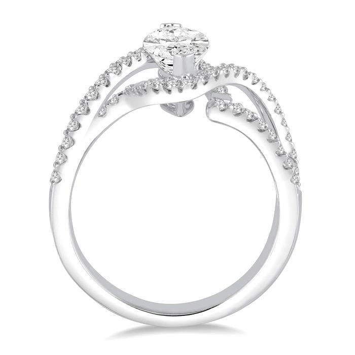 Marquise Shape Semi-Mount Halo Diamond Engagement Ring