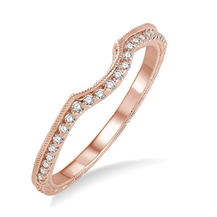 1/8 Ctw Round Cut Diamond Wedding Band in 14K Rose Gold