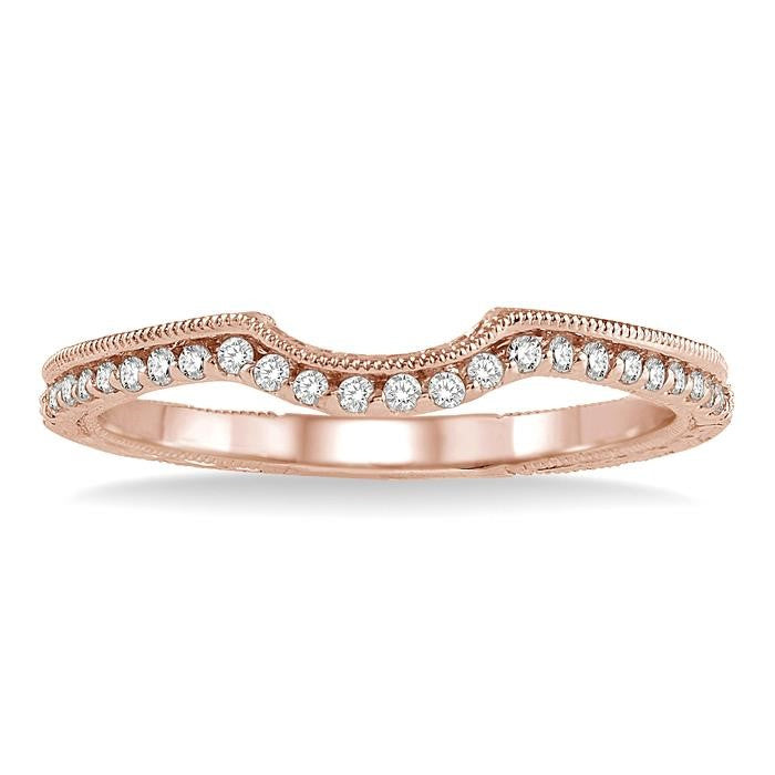 1/8 Ctw Round Cut Diamond Wedding Band in 14K Rose Gold