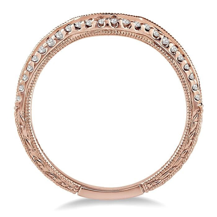 1/8 Ctw Round Cut Diamond Wedding Band in 14K Rose Gold