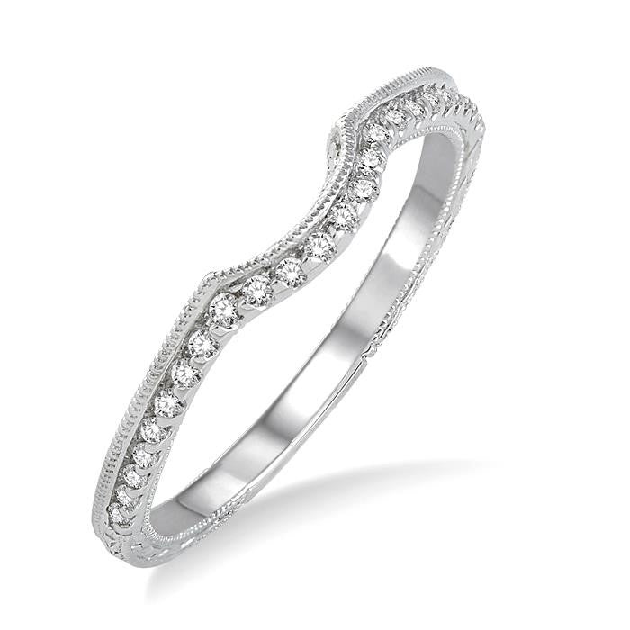 1/8 Ctw Round Cut Diamond Wedding Band in 14K White Gold