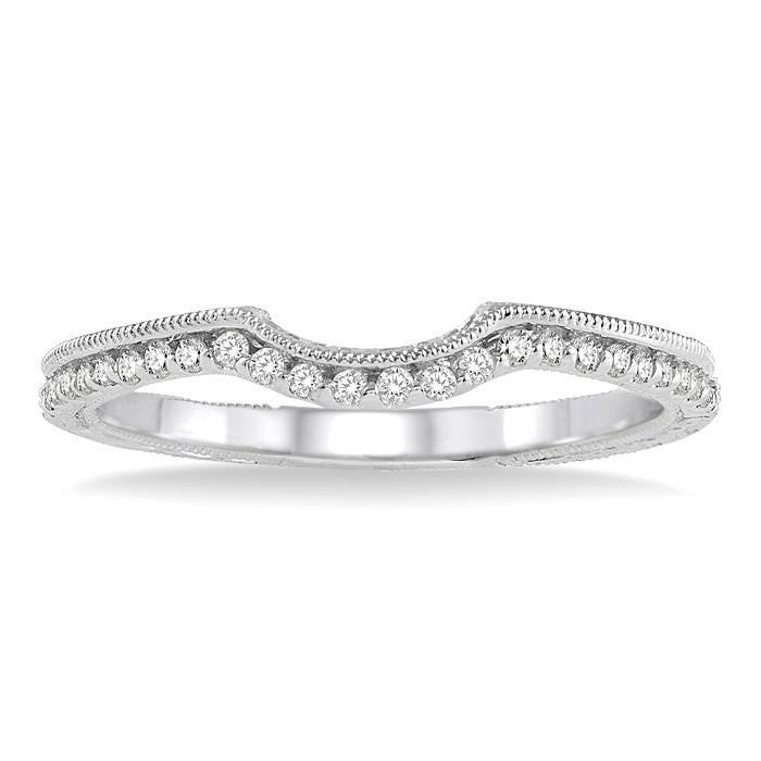 1/8 Ctw Round Cut Diamond Wedding Band in 14K White Gold