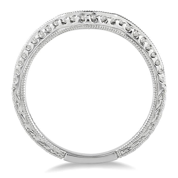 1/8 Ctw Round Cut Diamond Wedding Band in 14K White Gold