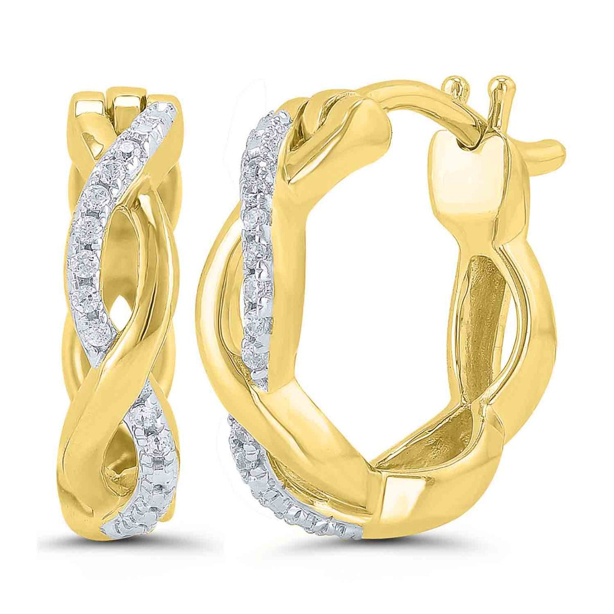 Twisted Two Tone Diamond Earrings .05ctw