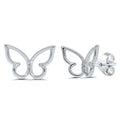 Sterling Silver .02ctw Diamond Open Butterfly Post Earrings