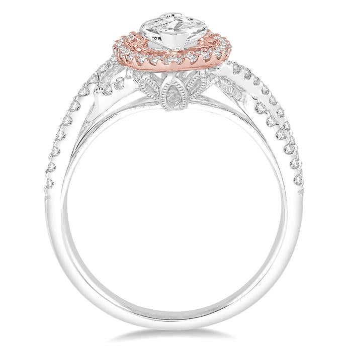 1/2 Ctw Diamond Semi-Mount Engagement Ring in 14K White and Rose Gold