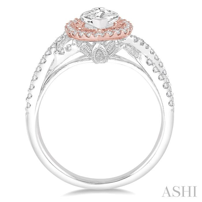 1/2 Ctw Diamond Semi-Mount Engagement Ring in 14K White and Rose Gold