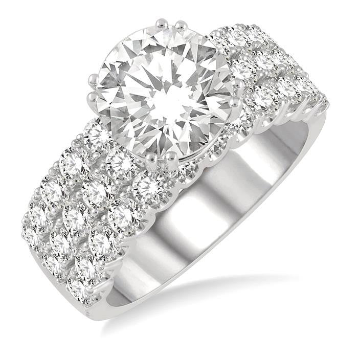 Round Shape Semi-Mount Diamond Engagement Ring