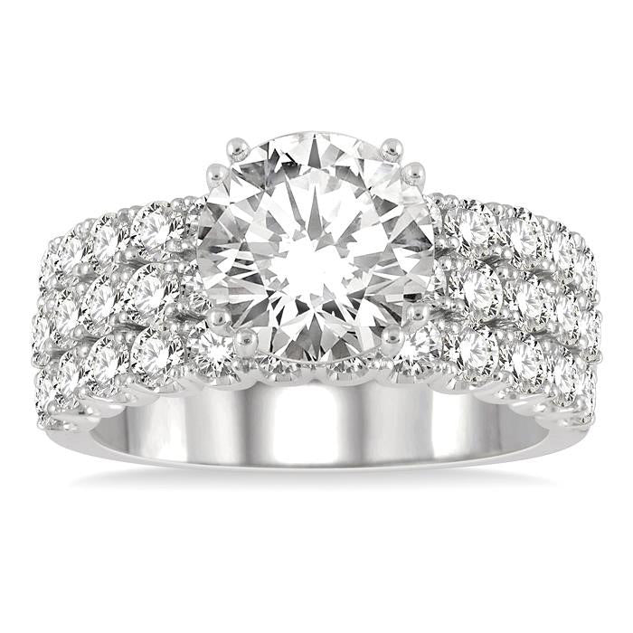Round Shape Semi-Mount Diamond Engagement Ring