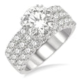 1 3/4 Ctw Triple Row Round Cut Diamond Semi-Mount Engagement Ring in 14K White Gold