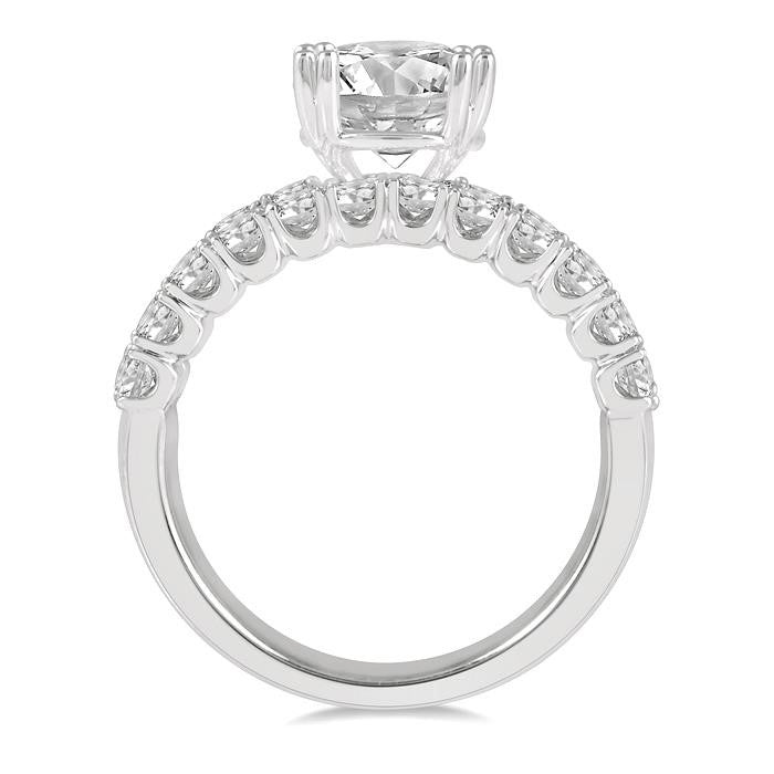 1 3/4 Ctw Triple Row Round Cut Diamond Semi-Mount Engagement Ring in 14K White Gold