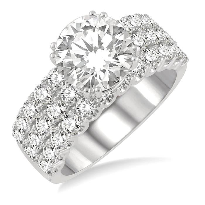 Round Shape Semi-Mount Diamond Engagement Ring