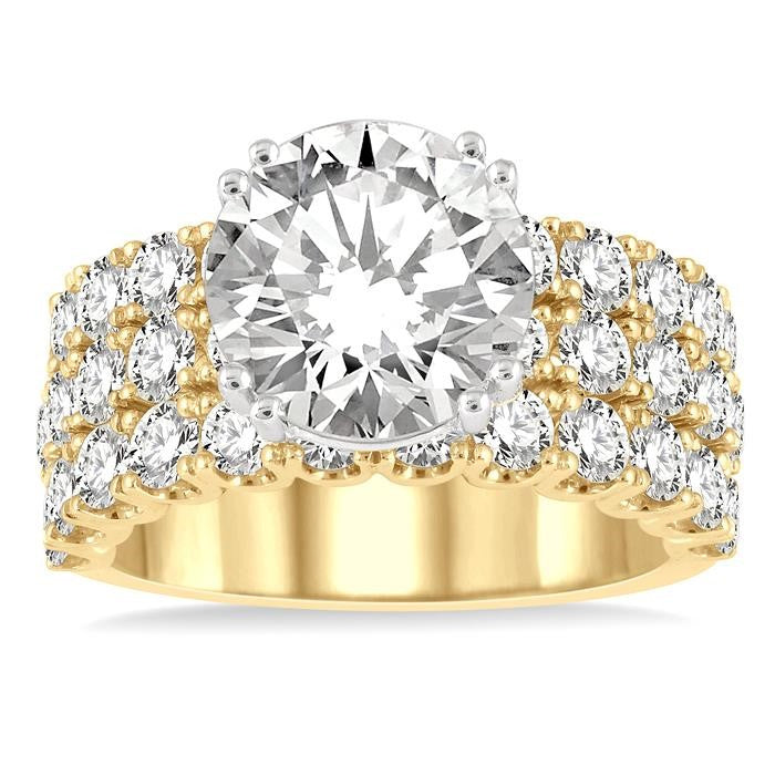 2 5/8 Ctw Triple Row Round Cut Diamond Semi-Mount Engagement Ring in 14K Yellow and White Gold