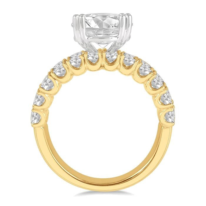 2 5/8 Ctw Triple Row Round Cut Diamond Semi-Mount Engagement Ring in 14K Yellow and White Gold