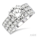 2 5/8 Ctw Triple Row Round Cut Diamond Semi-Mount Engagement Ring in 14K White Gold