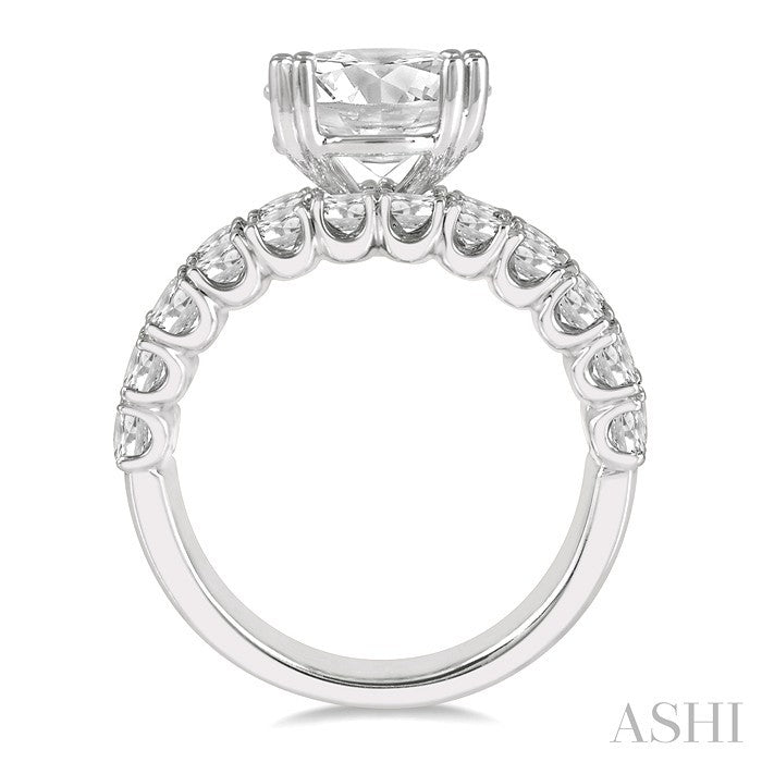 2 5/8 Ctw Triple Row Round Cut Diamond Semi-Mount Engagement Ring in 14K White Gold