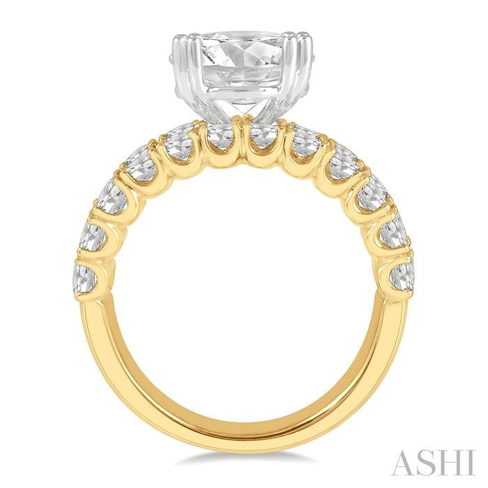 2 5/8 Ctw Triple Row Round Cut Diamond Semi-Mount Engagement Ring in 14K Yellow and White Gold