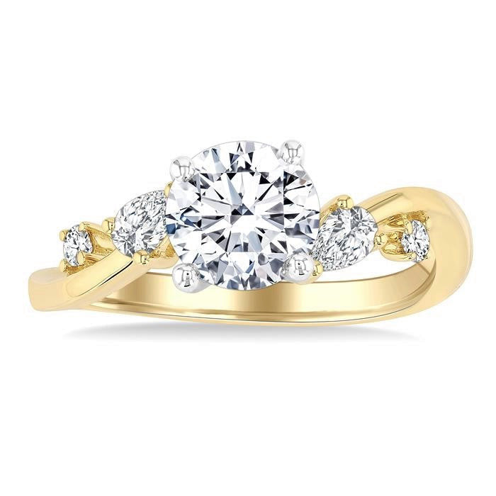 Round Shape Semi-Mount Diamond Engagement Ring