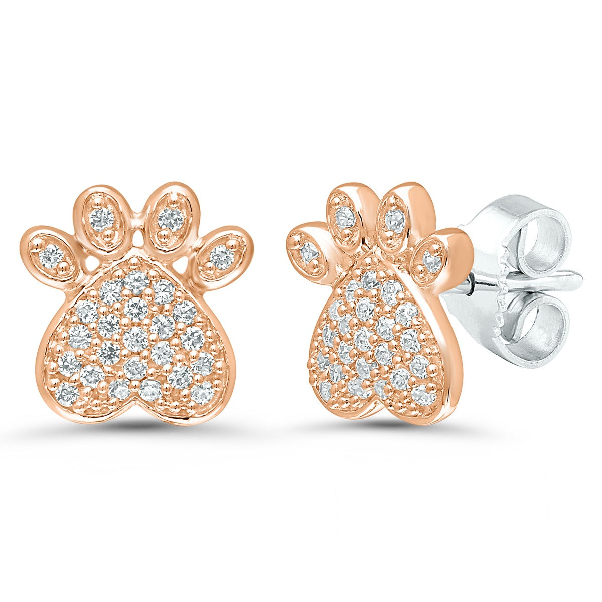 Rose Gold Paw Earrings