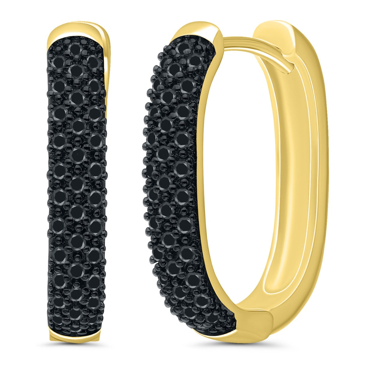 Radiant Elegance 10K Yellow Gold Black Diamond Earrings