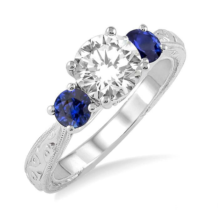 Round Shape Past Present & Future Semi-Mount Gemstone & Diamond Semi-Mount Ring