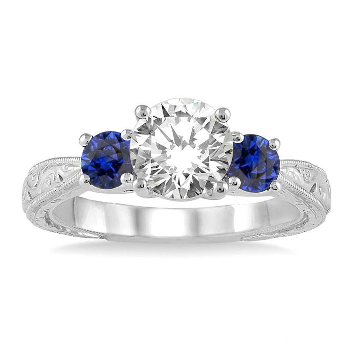 Round Shape Past Present & Future Semi-Mount Gemstone & Diamond Semi-Mount Ring
