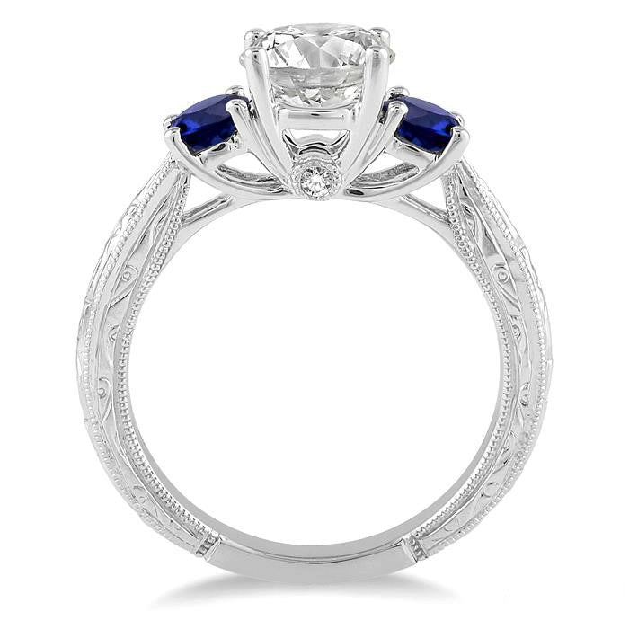 Round Shape Past Present & Future Semi-Mount Gemstone & Diamond Semi-Mount Ring