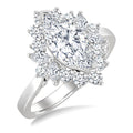 7/8 Ctw Marquise and Round Cut Diamond Halo Semi Mount Engagement Ring in 14K White Gold