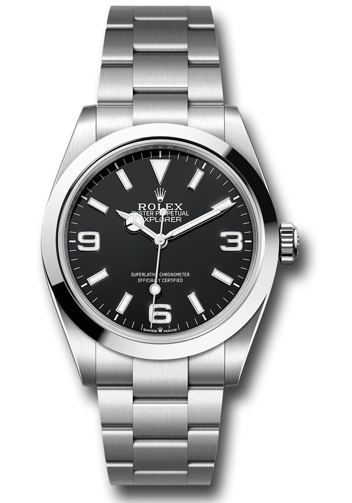 *Pre-Owned* Rolex Oystersteel Explorer 40 Watch - Smooth Bezel - Black Index Arabic Dial - Oyster Bracelet