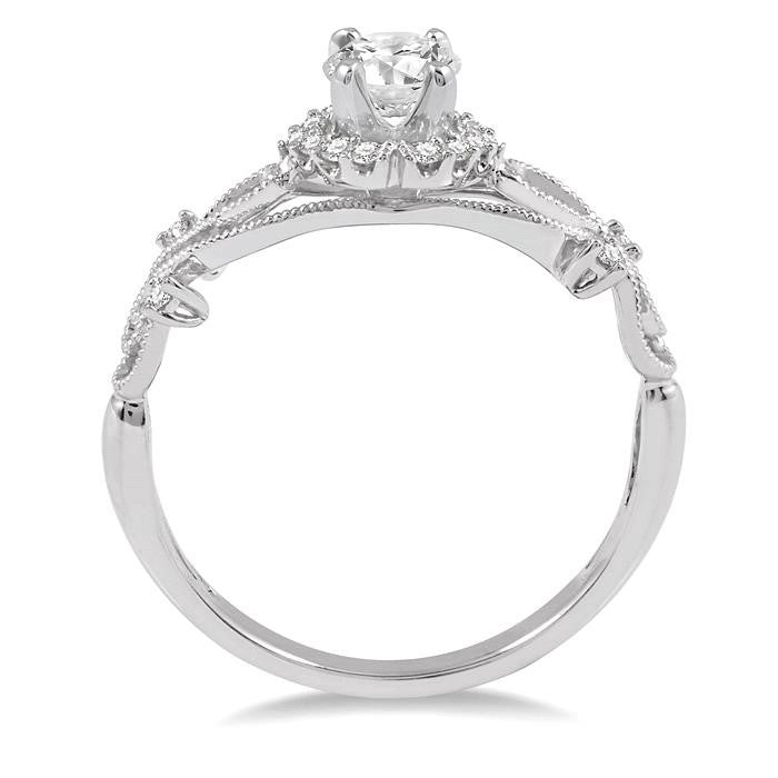 1/3 Ctw Diamond Engagement Ring with 1/5 Ct Round Cut Center Stone in 14K White Gold