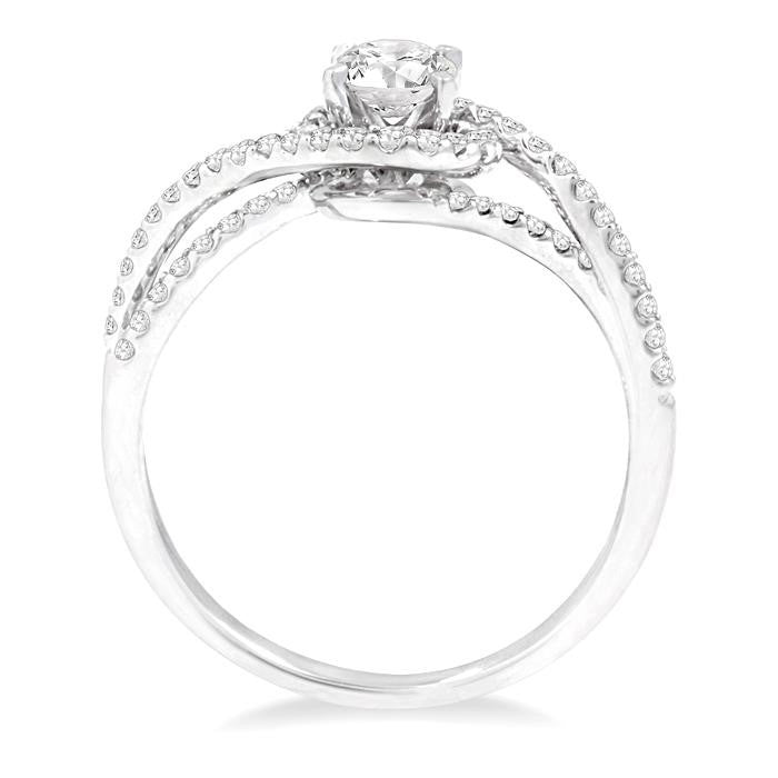 5/8 Ctw Diamond Engagement Ring with 1/3 Ct Round Cut Center Stone in 14K White Gold