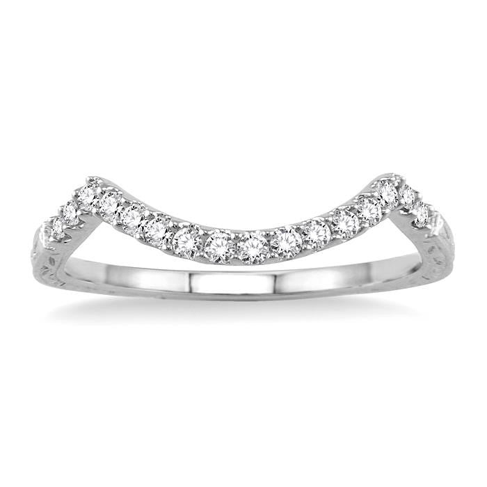 1/5 Ctw Round Cut Diamond Wedding Band in 14K White Gold