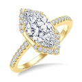 1/4 Ctw Vertical Marquise Shape Round Cut Diamond Semi Mount Engagement Ring in 14K Yellow Gold