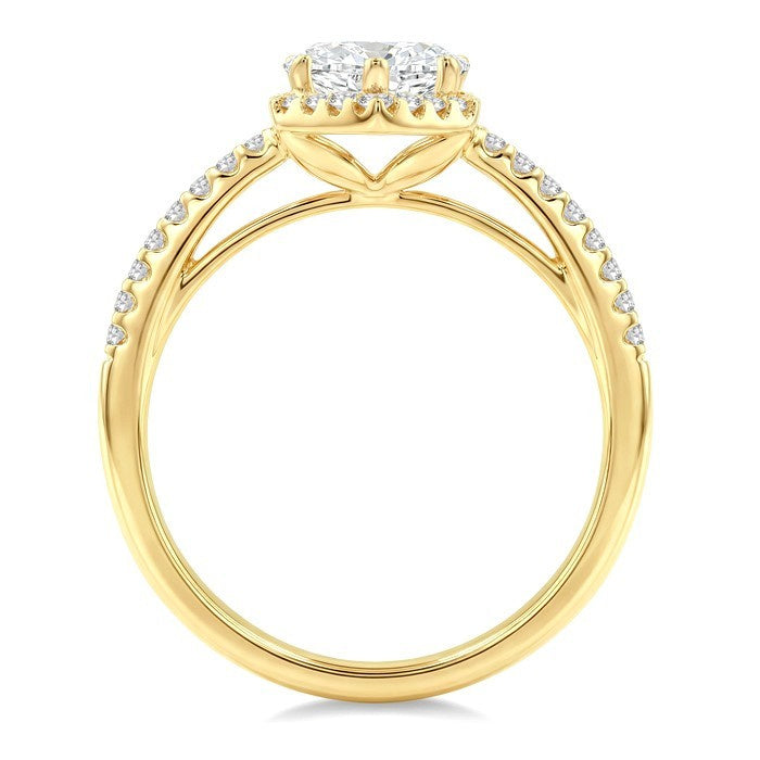 1/4 Ctw Vertical Marquise Shape Round Cut Diamond Semi Mount Engagement Ring in 14K Yellow Gold