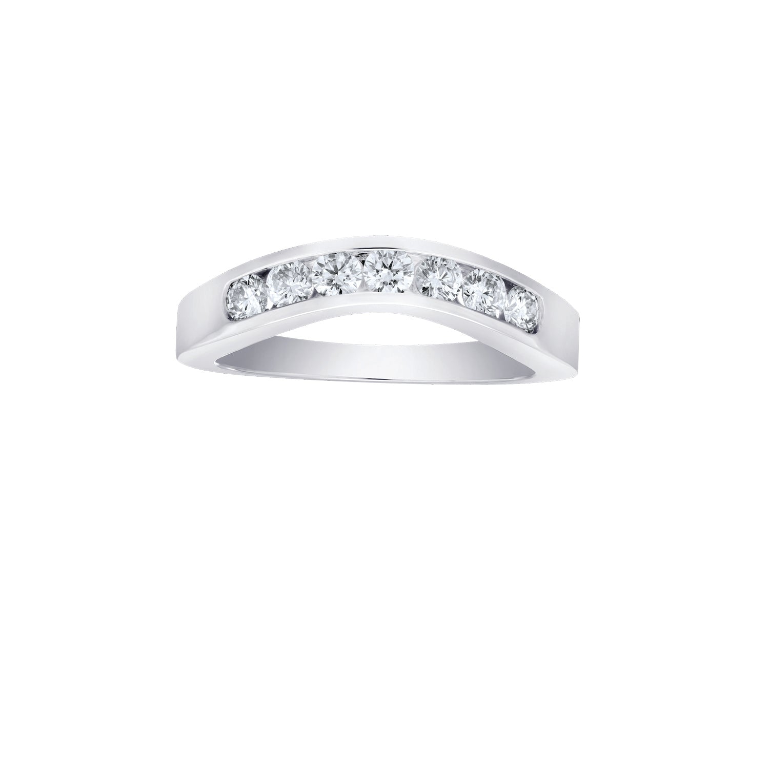Diamond Seven Channel Set Curved Band