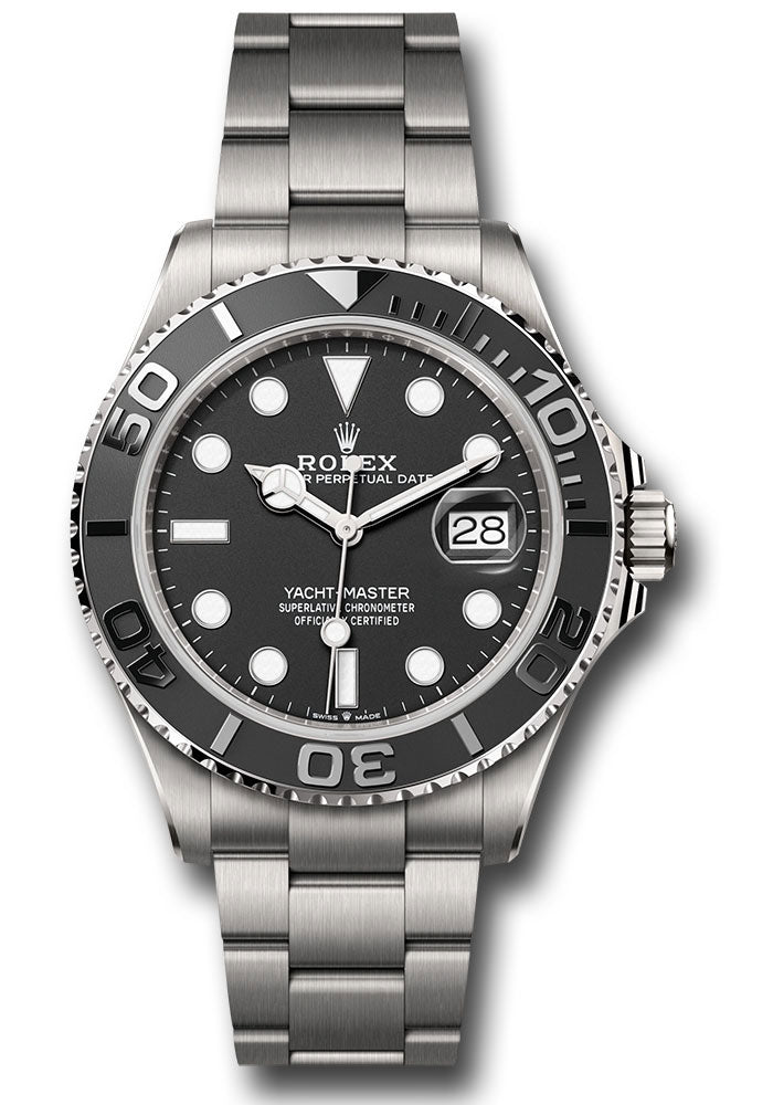 *Pre-Owned* Rolex Rlx Titanium Yacht-Master 42 Watch - Bidirectional Rotatable Bezel - Black Dial - Oyster Bracelet